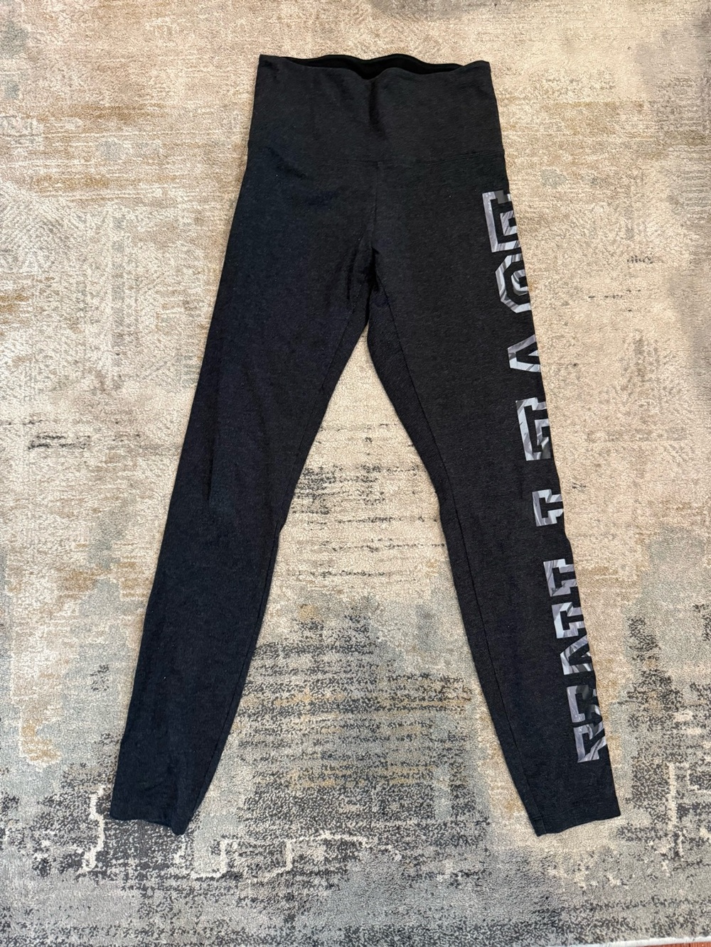 PINK Victoria's Secret Black Logo Side-Stripe Leggings